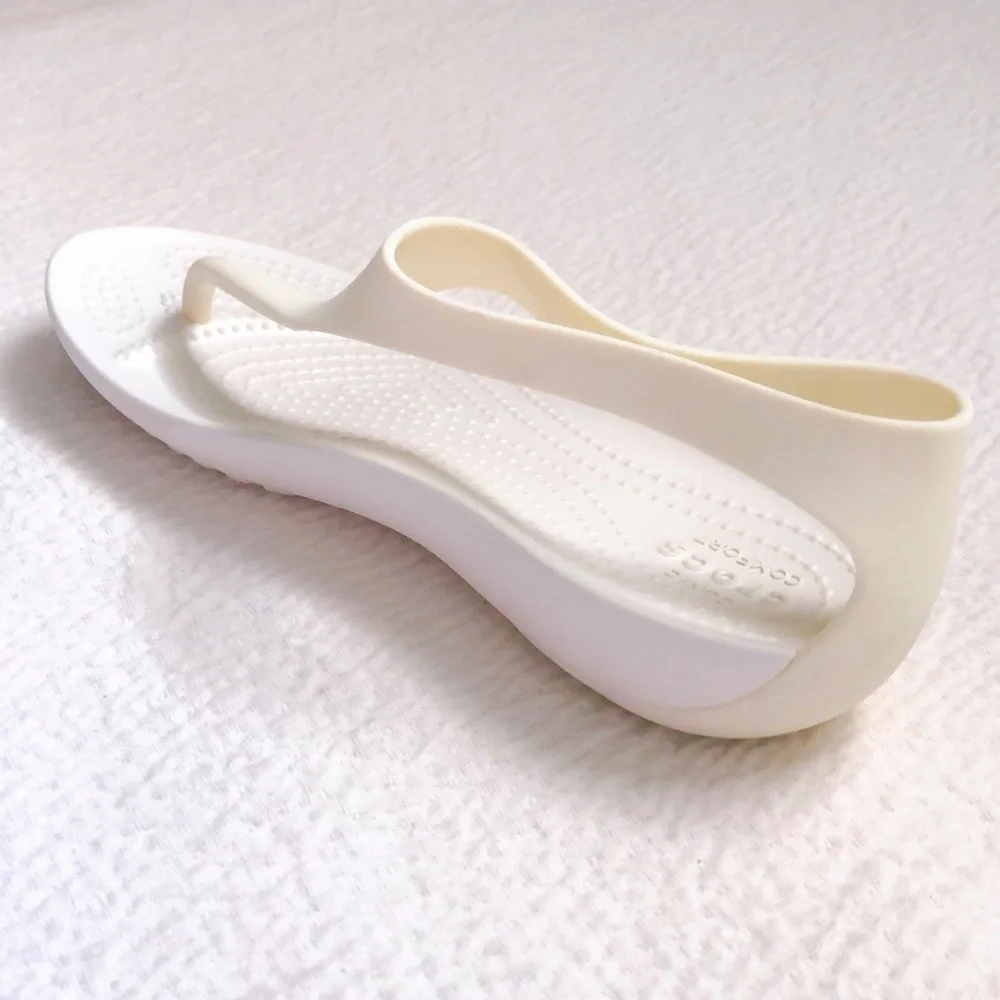 CROCS Girls White Cream Slingback Flip Sandals